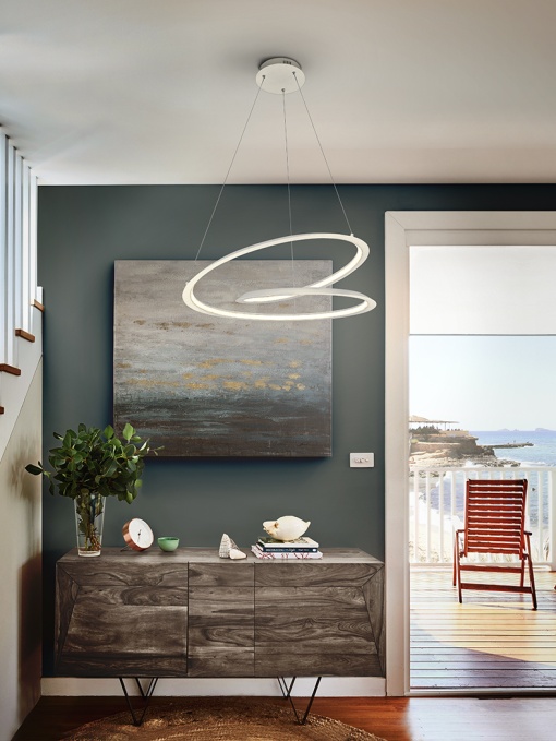LUSTRA/PLAFONIERA LOOPING, 60 CM, ALB MAT/OPAL, DIN METAL, ALUMINIU SI SILICON, STIL MODERN