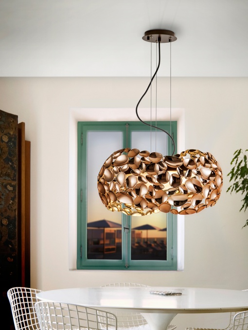 LUSTRA/PLAFONIERA NARISA, 47 CM, AURIU ROSE/MARO INCHIS, DIN METAL SI ACRIL, STIL MODERN