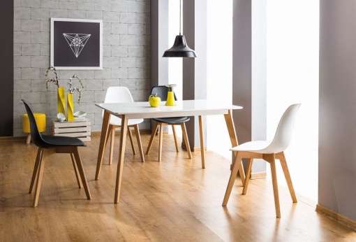 MASA DINING DECLAN I, 120x80, ALB/FAG, DIN LEMN MASIV DE FAG SI MDF, DESIGN MODERN, SIGNAL