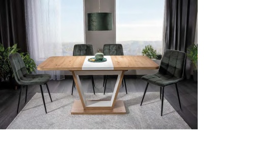 MASA DINING, EXTENSIBILA, 120(160)X80 NIGEL TORRO CREM/CASMIR, DIN PAL, ALB/STEJAR, STIL MODERN