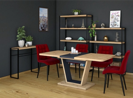 MASA DINING EXTENSIBILA NIGEL, 120/160 CM, STEJAR WOTAN/MARO, DIN PAL LAMINAT, STIL MODERN