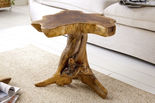 MASUTA DE CAFEA 40CM, ROOT, DIN LEMN MASIV DE TEC, DESIGN RUSTIC