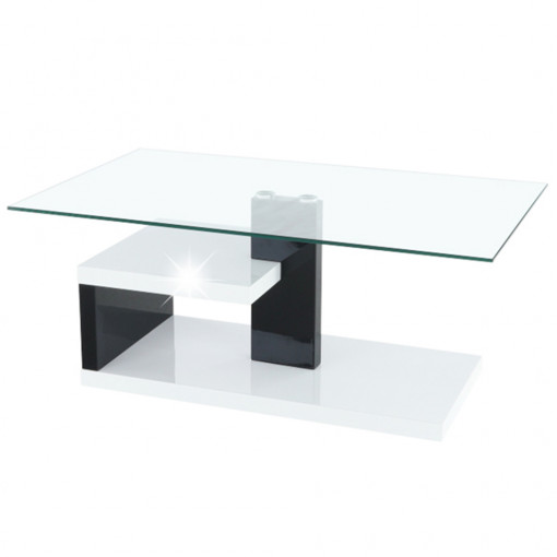 MASUTA DE CAFEA LARS NEW, ALB CU EXTRA LUCIU/NEGRU CU EXTRA LUCIU, STIL MODERN, TK