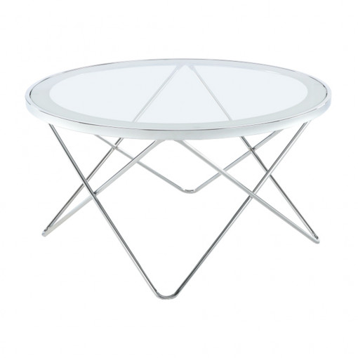 MASUTA DE CAFEA LEONEL, STICLA TRANSPARENTA/CROM, STIL MODERN, TK