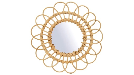 OGLINDA BAIE REA BOHO 223K17, 34CM, NATURAL, DIN STICLA SI LEMN, CALITATE SUPERIOARA