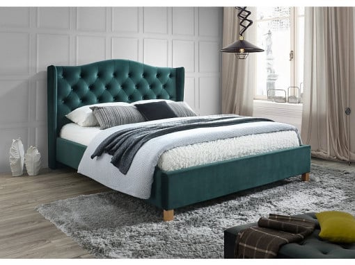 PAT DUBLU, ASPEN 180CM VERDE, TAPITAT IN CATIFEA, STIL SCANDINAV, SIGNAL