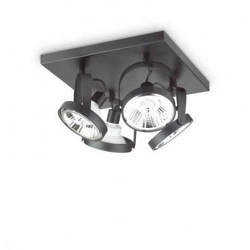 PLAFONIERA GLIM PL4 SQUARE, NEGRU, DESIGN MODERN, IDEAL LUX