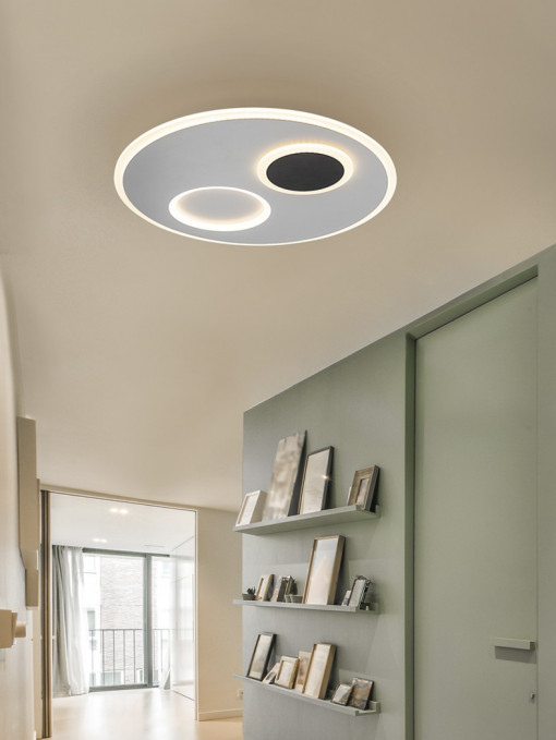PLAFONIERA MOON 298513, DIN ALUMINIU SI OPAL ACRILIC, STIL MODERN, SCHULLER