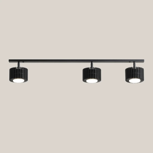 PLAFONIERA TULL, 3 (1+2) BRATE, 14 CM, NEAGRA, DIN LEMN SI METAL, STIL MODERN
