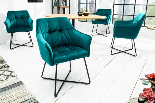 SCAUN CU BRATE, SAMT TURCOAZ, COD 38861, DESIGN LOFT