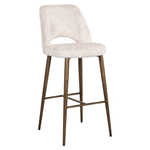 SCAUN DE BAR DELPHINE LOVELY CREAM, S4627, CONFECTIONAT DIN 100% POLIESTER SPUMA SI METAL, RICHMOND INTERIORS