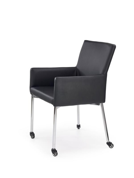 SCAUN DINING K256 NEGRU/CROM CU ROTI STIL MODERN HALMAR