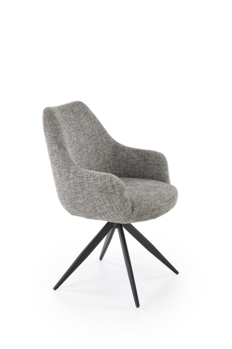 SCAUN DINING PIVOTANT K564, GRI/NEGRU, TAPITERIE DIN STOFA SI PICIOARE DIN METAL, STIL MODERN