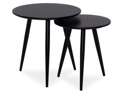 SET 2 MASUTE DE CAFEA CLEO, 40/50 CM, NEGRE, BLAT DIN MDF SI CADRU DIN METAL, STIL MODERN