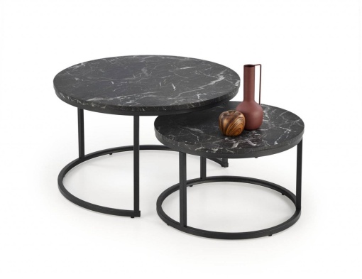 SET 2 MASUTE DE CAFEA JAVA, EFECT DE MARMURA NEAGRA/NEGRU, DIN MARMURA SI METAL, STIL MODERN, HALMAR