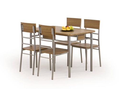 SET DINING - MASA NATANIEL, 110 CM+ 4 SCAUNE, NUC/CROM, STIL CLASIC