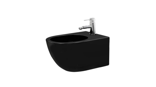 VAS BIDEU REA CARLO MINI SUSPENDAT, NEGRU MAT, DIN CERAMICA, CALITATE SUPERIOARA