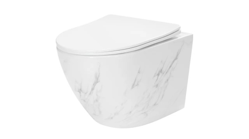 VAS DE TOALETA SUSPENDAT REA CARLOS NATURE MARBLE, EFECT DE MARMURA ALBA, DIN CERAMICA, CALITATE SUPERIOARA