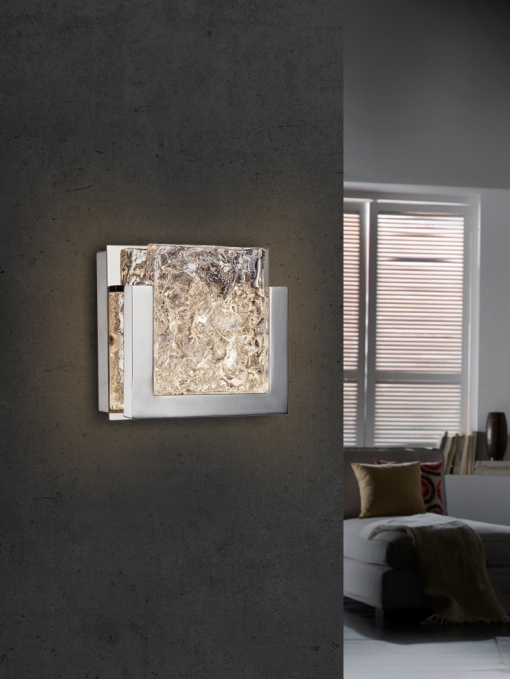 APLICA PIROS, 17 CM, CROM/TRANSPARENT, DIN METAL SI STICLA, STIL MODERN