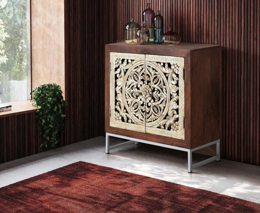BUFET SOPHIA 80CM, MARO/ARGINTIU, DIN LEMN DE MANGO, GINER Y COLOMER