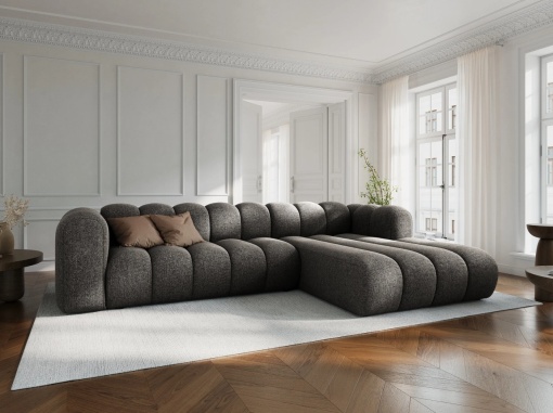 COLTAR MODULAR LUPIN, DREAPTA, 4 LOCURI, 288 CM, GRI 16, TAPITERIE CHENILLE, DESIGN DEOSEBIT