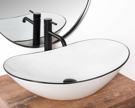 LAVOAR REA ROYAL EDGE, ALB/NEGRU, 62,5 CM, DIN CERAMICA, CALITATE SUPERIOARA