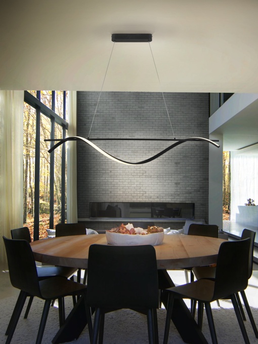 LUSTRA/PLAFONIERA BOA, 150 CM, NEGRU MAT/OPAL, DIN METAL, ALUMINIU SI SILICON, STIL MODERN