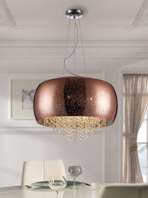 LUSTRA/PLAFONIERA CAELUM, 50 CM, CROM/CUPRU, DIN METAL SI STICLA, STIL MODERN