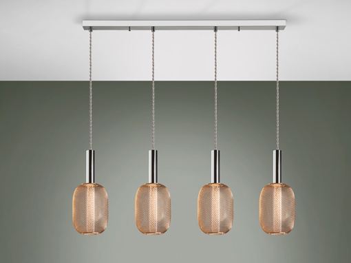 LUSTRA/PLAFONIERA MICRON, 88 CM, CROM/AURIU, DIN METAL SI ACRIL, STIL MODERN
