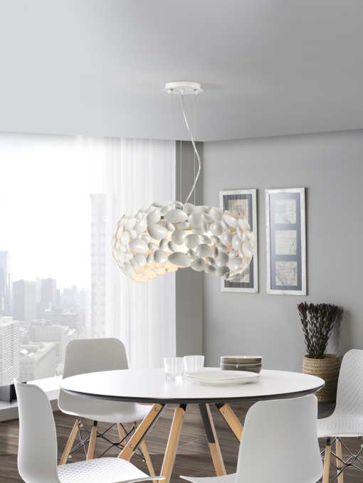 LUSTRA/PLAFONIERA NARISA, 47 CM, ALB MAT/OPAL, DIN METAL SI ACRIL, STIL MODERN