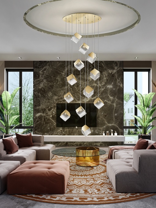 LUSTRA/PLAFONIERA PRISCILA, 120/400 CM, AURIU/TRANSPARENT, DIN METAL, OTEL SI STICLA, STIL MODERN