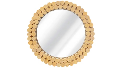 OGLINDA BAIE REA BOHO KLNA-MR01, 36CM, NATURAL, DIN STICLA SI LEMN, CALITATE SUPERIOARA