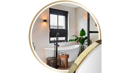 OGLINDA BAIE REA MMJ, CU LED, 80CM, AURIU, DIN STICLA, CALITATE SUPERIOARA