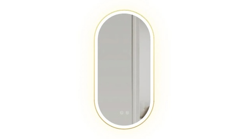 OGLINDA BAIE REA OVL, CU LED, 50x100CM, AURIU PERIAT, DIN STICLA, CALITATE SUPERIOARA