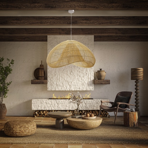 PENDUL SABAH, 100 CM, NATURAL, DIN METAL SI RATAN, STIL MODERN