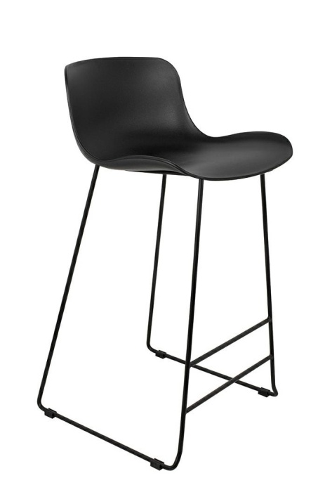 SCAUN DE BAR COMA 66, NEGRU, CONFECTIONAT DIN POLIPROPILENA SI METAL, STIL MODERN