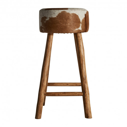 SCAUN DE BAR DEOSEBIT, DALLAS REF. 31155, DIN LEMN MASIV DE EUCALIPT, PIELE NATURALA SI SPUMA, STIL VINTAGE, VIC