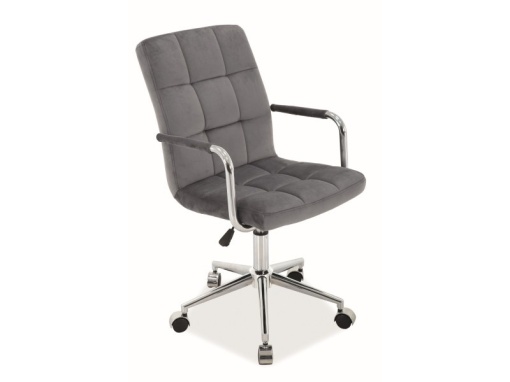 SCAUN DE BIROU PIVOTANT Q-022, GRI BLUVEL 14/CROM, TAPITERIE DIN CATIFEA SI PICIOR DIN METAL, STIL MODERN