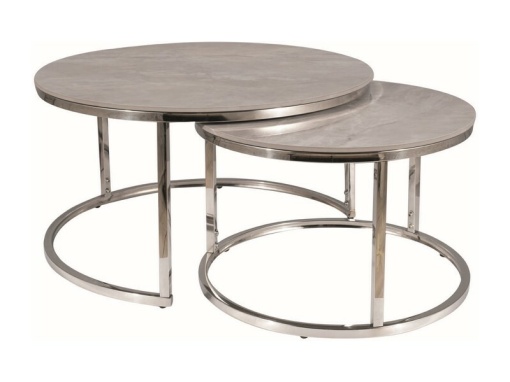 SET 2 MASUTE DE CAFEA PORTAFINO A, 45/60 CM, EFECT DE PIATRA GRI/CROM, BLAT DIN CERAMICA SI CADRU DIN METAL, STIL MODERN