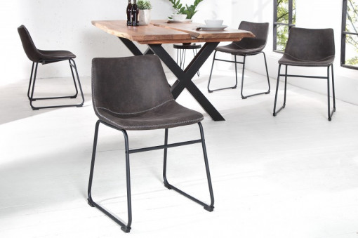 SET 2 SCAUNE DE BAR GRI VINTAGE DJANGO 38109 - DESIGN VINTAGE