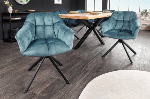 SET 2 SCAUNE DINING ROTATIV, PAPILON, CATIFEA ALBASTRU INCHIS, STIL RETRO, ARTIM GROUP SELECTION