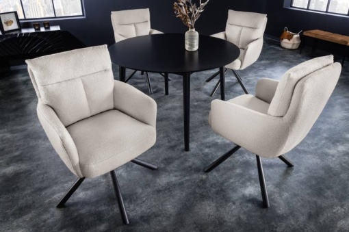 SET 2 SCAUNE ROTATIVE, BIG GEORGE BEJ, TEXTIL BOUCLE, ASPECT RETRO, ARTIM GROUP SELECTION