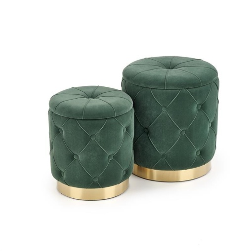 SET 2 TABURETI POLLY, VERDE/AURIU, TAPITERIE DIN CATIFEA SI PICIOR DIN METAL, STIL MODERN