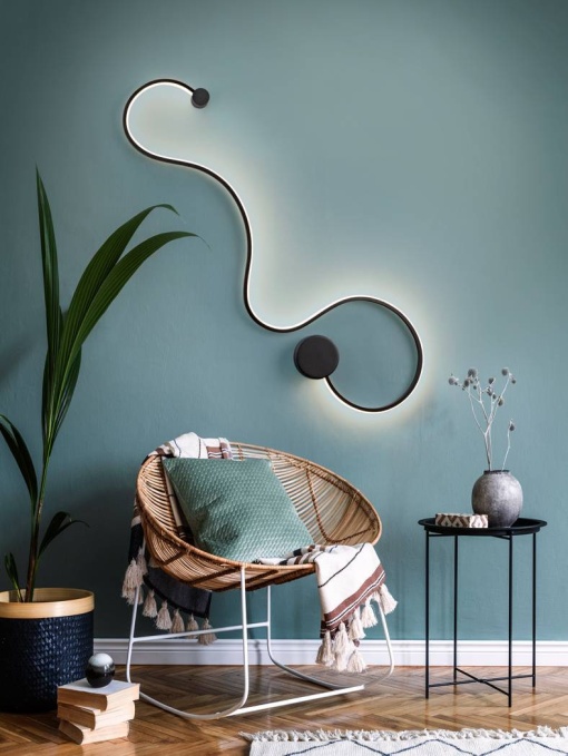 APLICA GRAFOS, 28 CM, NEGRU MAT/OPAL, DIN OTEL, ALUMINIU SI SILICON, STIL MODERN
