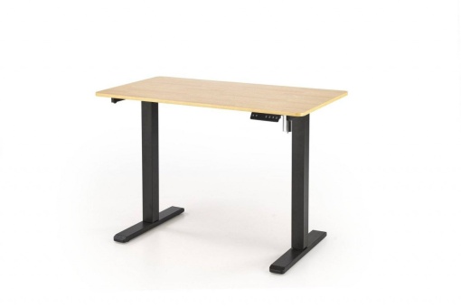 BIROU B53, CU FUNCTIE DE REGLARE A INALTIMII, STEJAR MIERE/NEGRU, DIN MDF LAMINAT SI METAL, STIL MODERN