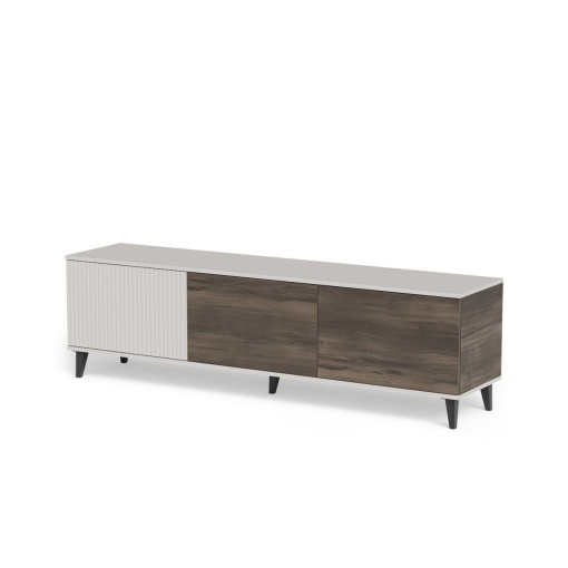 COMODA TV RANDOM 2 RTV-2, 180X52 CM, CASMIR/NUC/NEGRU, DIN MDF FURNIRUIT, POLIPROPILENA SI METAL, STIL MODERN