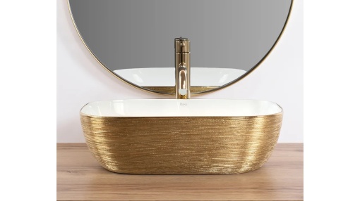 LAVOAR REA BELINDA, 46 CM, ALB/AURIU PERIAT, DIN CERAMICA, CALITATE SUPERIOARA