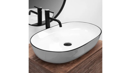 LAVOAR REA CLEO EDGE, ALB/NEGRU, 60,5 CM, DIN CERAMICA, CALITATE SUPERIOARA