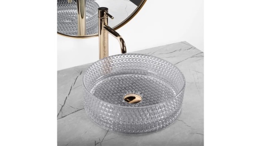 LAVOAR REA CRISTAL, GRI DESCHIS, 35,5 CM, DIN STICLA, CALITATE SUPERIOARA