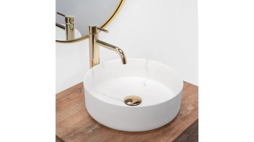 LAVOAR REA SAMI, MARBLE MAT, 36 CM, EFECT DE MARMURA ALBA MATA, DIN CERAMICA, CALITATE SUPERIOARA